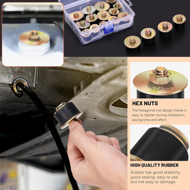 Tanstic 14Pcs Neoprene Rubber Expansion Plug, 7 Sizes Automotive Rubber Expandable Freeze Plug, 3/4", 7/8", 1", 1-1/8", 1-1/4", 1-3/8", 1-1/2", Fit Hole Size: 19~41mm(3/4"~1-5/8") - Image 3